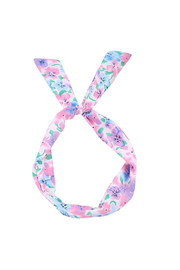Wire Headbands for Women Broken Flower Printed Bunny Rabbit Ear Ribbon Hairband,Soft Wire Twist Bow Wired Head Wrap,Makeup Washing Face Hair Band,Gift for Women Teen Girls Blue One Size