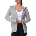 thumbnail image 1 of Ltpwer Women UPF 50+ UV Sun Protection Hoodie Jacket,Full Zip Lightweight Long Sleeve Sun Shirt,Breathable Pocketed Athletic Hoody for Hiking Running Cycling Summer Outdoor Daily Outfits Grey XS, 1 of 9
