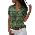 thumbnail image 1 of Ltpwer Women's Boho Tops Floral Vintage Peasant Tops Short Sleeve Button Down Shirts Hawaiian Shirt Plants Print Business Casual Work Tops Summer Outfits Green 3XL, 1 of 3