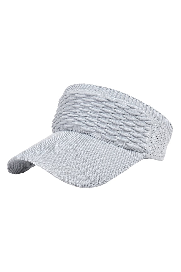 Women's Knit Ruched Sun Visor Hat,Textured Headband Topless Cap,Mesh Back High Ponytail Compatible,UV Protection Summer Hat for Beach,Poolside Lounging,Trips,Outdoor Picnics Grey One size