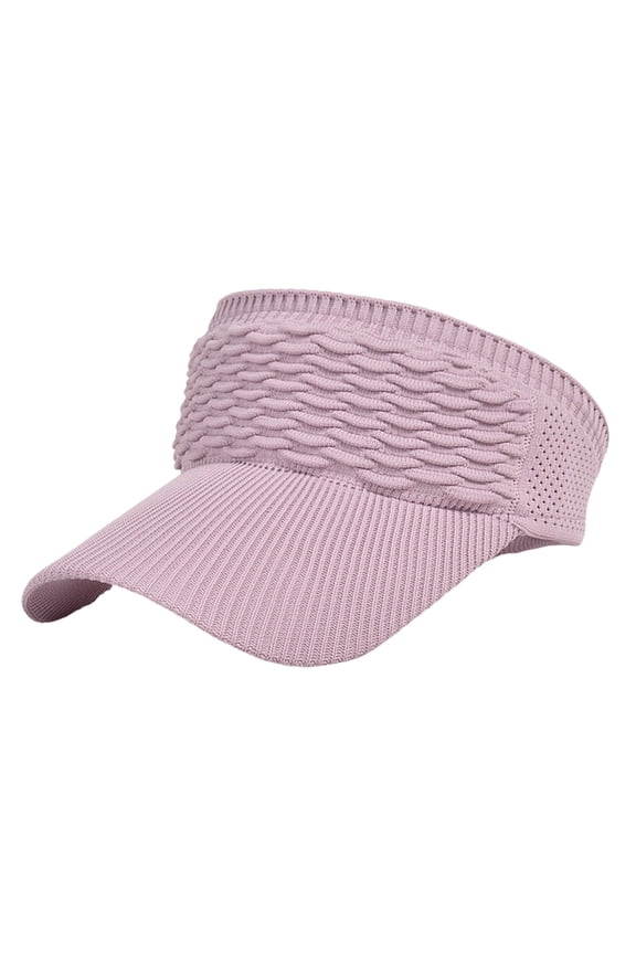 Women's Knit Ruched Sun Visor Hat,Textured Headband Topless Cap,Mesh Back High Ponytail Compatible,UV Protection Summer Hat for Beach,Poolside Lounging,Trips,Outdoor Picnics Pink One size