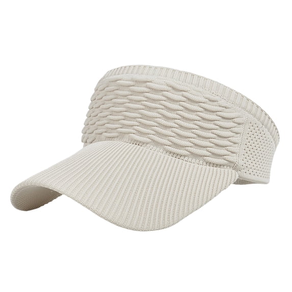 Ltpwer Women's Knit Ruched Sun Visor Hat,Textured Headband Topless Cap,Mesh Back High Ponytail Compatible,UV Protection Summer Hat for Beach,Poolside Lounging,Trips,Outdoor Picnics Beige One size
