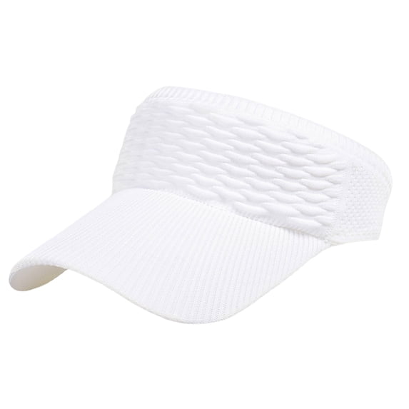 Ltpwer Women's Knit Ruched Sun Visor Hat,Textured Headband Topless Cap,Mesh Back High Ponytail Compatible,UV Protection Summer Hat for Beach,Poolside Lounging,Trips,Outdoor Picnics White One size