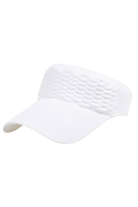 Women's Knit Ruched Sun Visor Hat,Textured Headband Topless Cap,Mesh Back High Ponytail Compatible,UV Protection Summer Hat for Beach,Poolside Lounging,Trips,Outdoor Picnics White One size