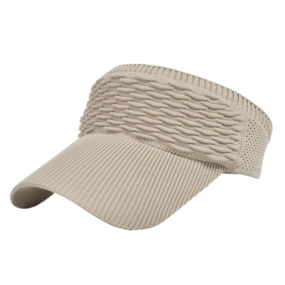 Ltpwer Women's Knit Ruched Sun Visor Hat,Textured Headband Topless Cap,Mesh Back High Ponytail Compatible,UV Protection Summer Hat for Beach,Poolside Lounging,Trips,Outdoor Picnics Khaki One size