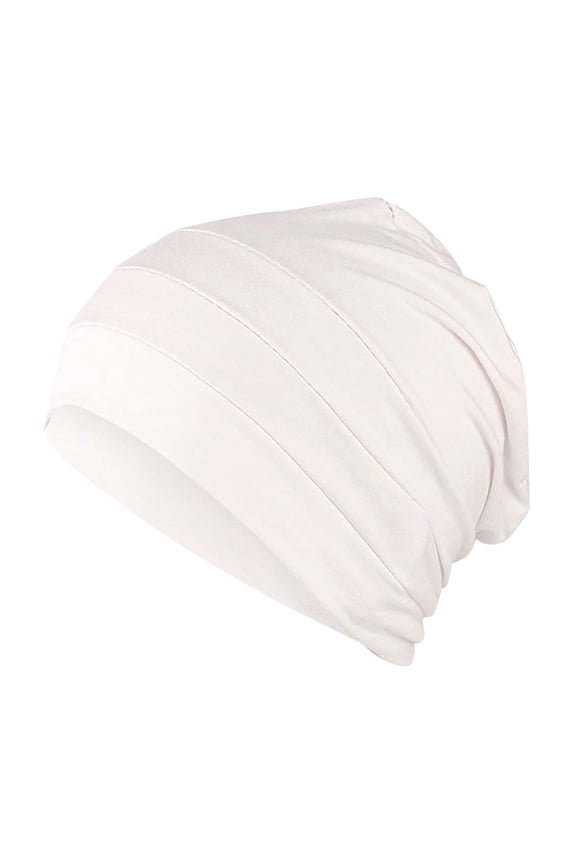Women's Solid Color Cotton Stretch Turban Hat Chemo Headwear Soft Multi-Color Option Beanie for Hair Loss Muslim Hijab Daily Wear Sleep Use Cancer Patient Head Covering White One Size