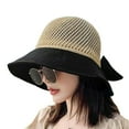 thumbnail image 1 of Ltpwer Women's Straw Sun Hat Summer,Hollow Crochet Wide Brim Bucket Hat,UPF50+ UV Protection Foldable Packable Floppy Beach Cap，Back Bowknot Detachable Chin Strap Outdoor Travel Cap Black One Size, 1 of 3
