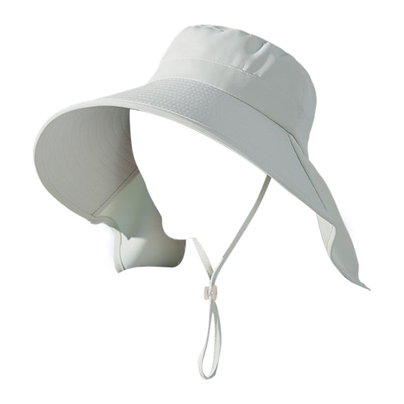 Ltpwer Women's Sun Hat Wide Brim Rollable UV Protection Headwear,Built-In Ponytail Hole Detachable Neck Flap Waterproof Summer Cap,Adjustable Anti-Slip Chin Strap Beach Hat Green One Size