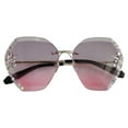 thumbnail image 1 of Ltpwer, Womens Sunglasses, Rimless Gradient Sunglasses with Rhinestones, UV Protection Polygonal Diamond Studded Shades for Party, Beach, Daily, Shopping, Travel, Driving, Summer Outdoor H One size, 1 of 4