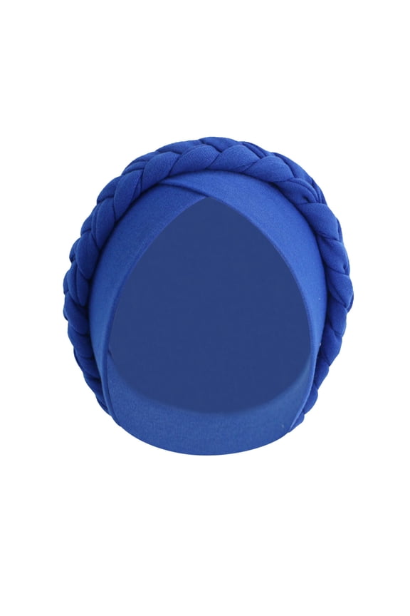 Wrap Caps for Women,Pre-Tied Turban Headwrap,Cross Twist Chemo Headwear with Handmade Braid Trim,Soft Stretch Fabric,Multi-Color,Ideal for Modest Fashion,Hair Loss & Daily Wear Blue One Size