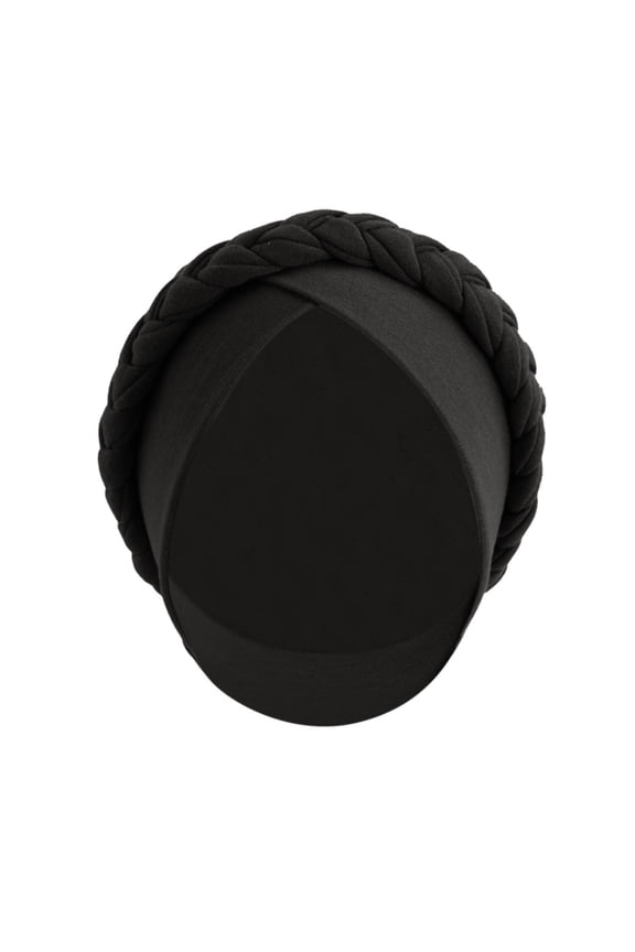 Wrap Caps for Women,Pre-Tied Turban Headwrap,Cross Twist Chemo Headwear with Handmade Braid Trim,Soft Stretch Fabric,Multi-Color,Ideal for Modest Fashion,Hair Loss & Daily Wear Black One Size