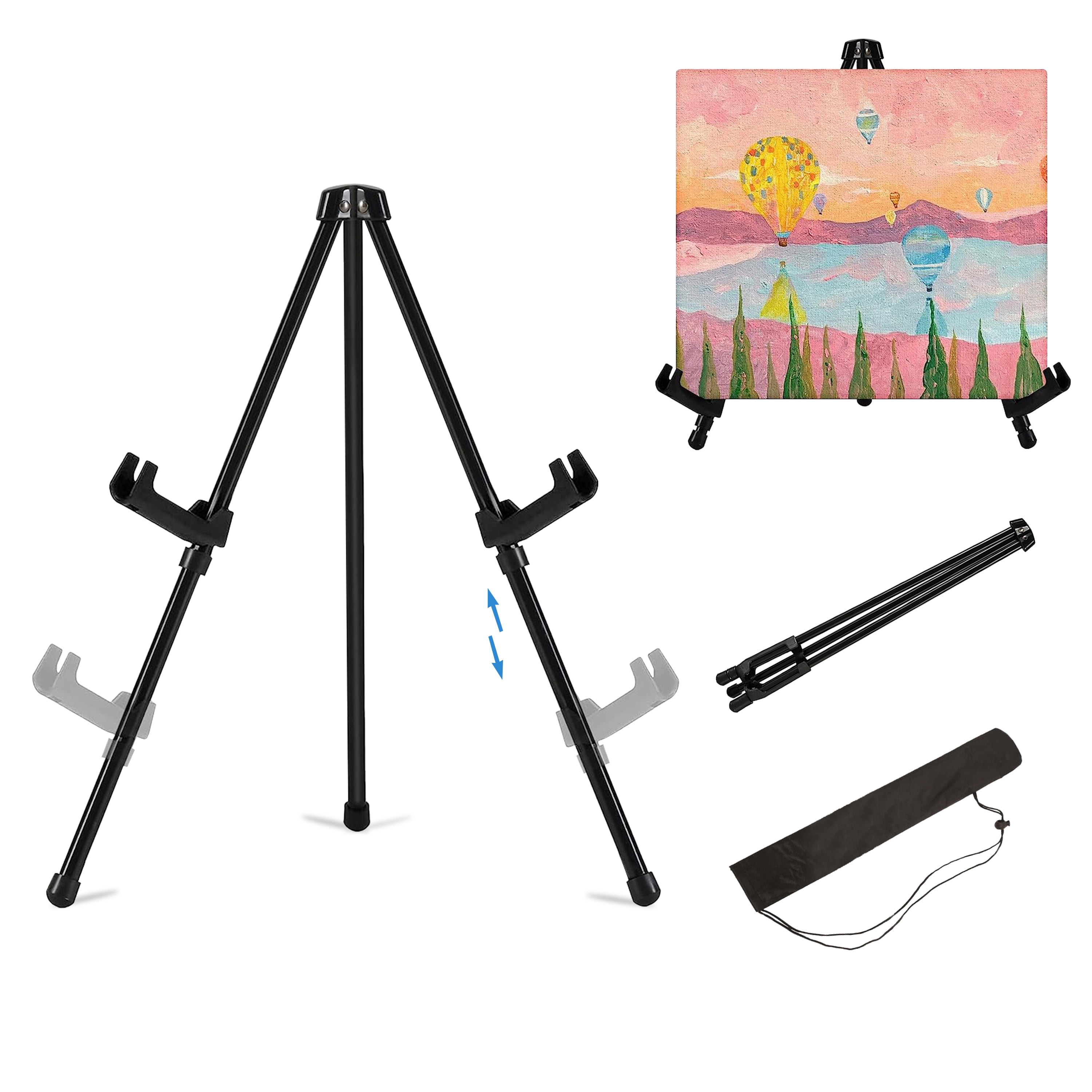 Ltrototea 14''Tabletop Instant Easel, Black Steel Table Top Easels for Display, Adjustable