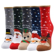 Ltrototea 5 Pairs Womens Fuzzy Fluffy Socks Warm Winter Cozy Soft Crew Slipper Socks Home Sleeping Cute Animal Christmas Holiday Socks(3.5*9.25 inches)