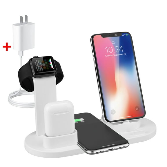 Ltrototea 6-in-1 Wireless Charger，Mobile, Headset, Watch Adapter, White - Smart Tech for Safe, Fast Charging