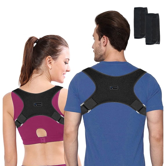 Ltrototea Back Brace Posture Corrector for Women Men - Corrects Slouching, Hunching and Bad Posture Lower Upper Shoulder Neck Pain Clavicle Support Brace with shoulder pads