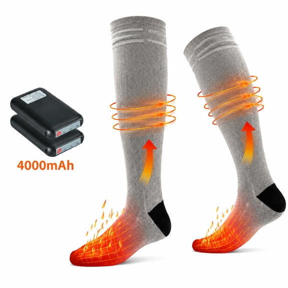 Ltrototea Heated Socks for Men Women 4000mAh Rechargeable Electric Heating Socks Warm Winter Thermal Socks Electric Battery Socks Foot Warmer(3 Heating Settings)