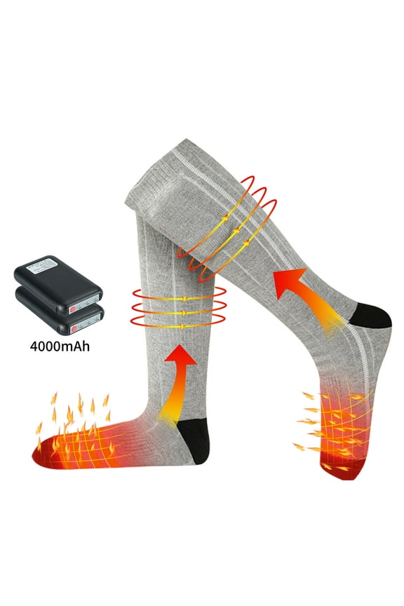 Heated Socks for Men Women 4000mAh Rechargeable Electric Heating Socks Warm Winter Thermal Socks Electric Battery Socks Foot Warmer(3 Heating Settings)