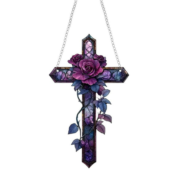 Lttoisl Acrylic Cross Sun Hanging Ornament, 6.63 x 7.80 in, Creates Beautiful Light and Shadow Effects, Perfect for Hanging on Windows or in Gardens