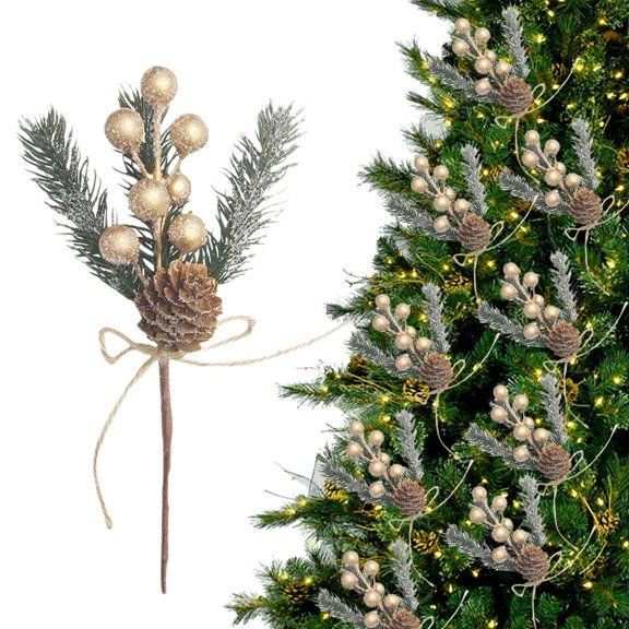 Lttoisl Artificial Pine Needle & Berry Bundle, 12-inch Festive Holiday Decor, for Christmas Tree and Table Centerpiece
