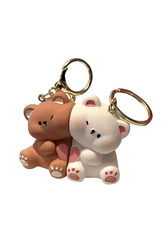 Cute Cartoon Resin Bear Love Keychain for Couples and Friends as Pendant or Gift