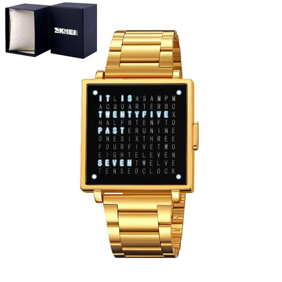 Lttoisl® Digital LED Pattern Display Men's Watch 3ATM Sport Stainless Steel U8A9
