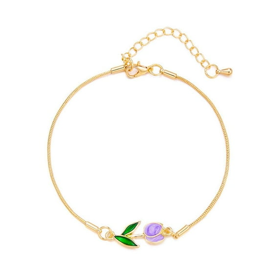 Lttoisl® Elegant Tulip Rose Bracelet For Women Girls Sweet Bra D6R4 Flower Col Fast P1I2