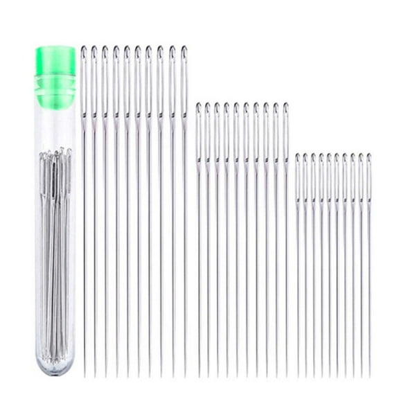 Lttoisl Hand Sewing Needles, 30-Piece Assorted Sizes 1.6 to 2.4 Inches, Easy-Thread Large Eye Design, Ideal for Quilting, Clothing, and Craft Projects