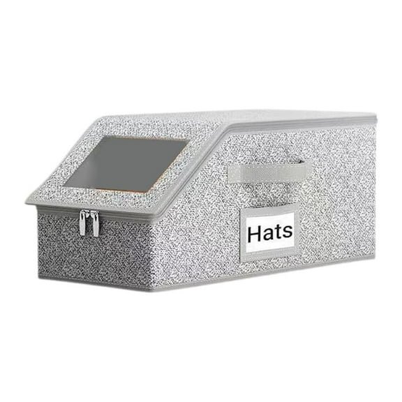 Lttoisl Hat Storage Box, 16.38 x 8.58 x 6.63 in, 2-Pack, Stackable Organizer for Baseball Caps and Beanies, Keep Your Closet Neat and Dust-Free