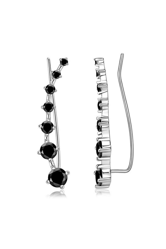 Lttoisl® Long Bar Ear Cuff Climber CZ Stud Earrings Silver Rose Gold 2023 V4Y1