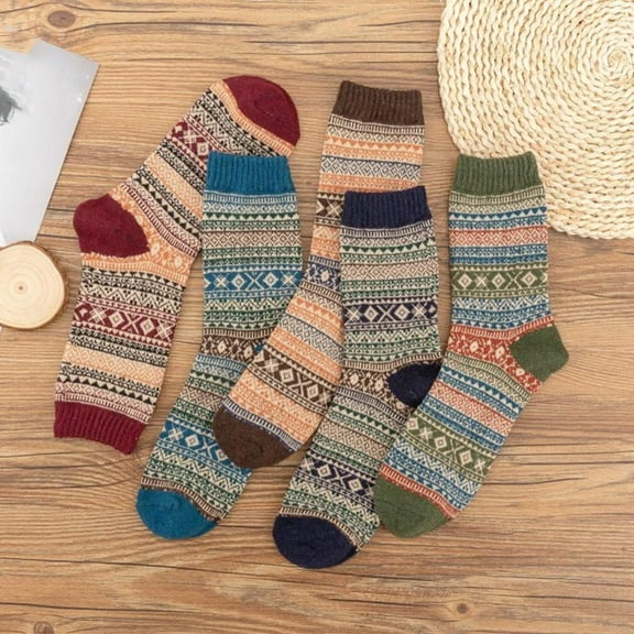 Lttoisl® Men Thick Socks Ethnic Retro Style High Quality Winter Warm Breathable Sock D7K2
