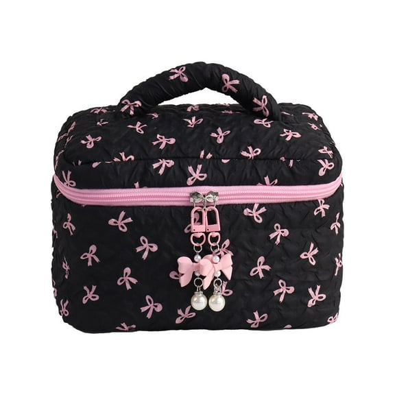 Lttoisl® Small Hand Makeup Bag Pink Black Print Bow Women's Convenient Cosmetic Bag шб `β K3B8