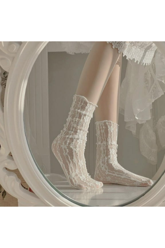 Lttoisl® Summer Thin Fashion Socks, Mesh Lace Socks Women Ruffle, Mid-calf Soc Deco US X7S6