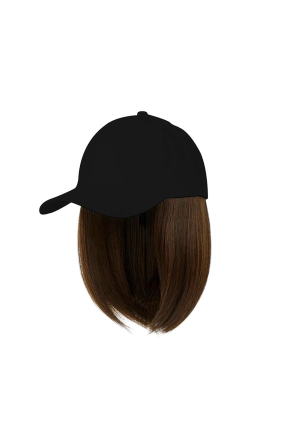 Lttoisl® Synthetic Hat with Wigs Short Straight Bob Wig Baseball Resistant Cap U9A7