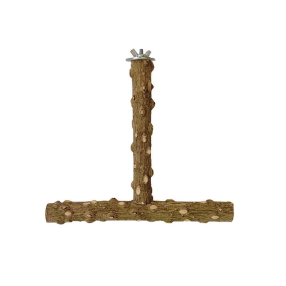 Lttoisl T-Shaped Parrot Stand, 12 in Natural Wood, Promotes Beak & Claw Health, Perfect for Cage or Play Area Perch