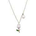 thumbnail image 1 of Summer Tulip Flower Pearl Necklace and Earrings Set for Women, Alloy Material, Suitable for Gift - Giving Occasions, 1 of 9