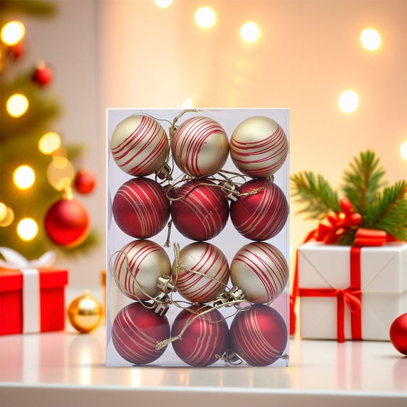 Ltvvegg 1.57 in Christmas Balls Ornaments for Christmas Decorations, 12Pcs Cream Velvet Ball Ornaments for Xmas Holiday Decor, Plastic Shatterproof Christmas Gifts
