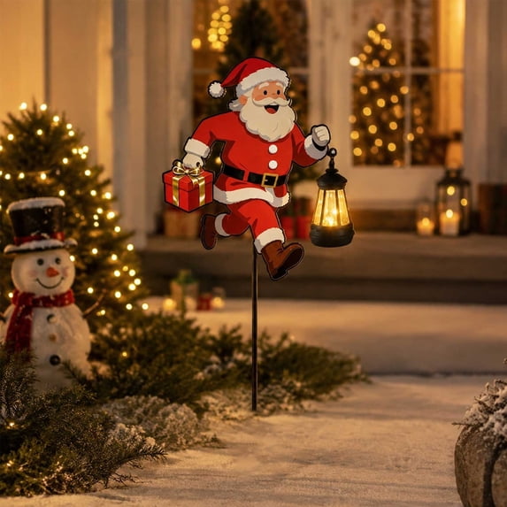 Ltvvegg 31in Solar Santa Claus Light Decorations, Solar Christmas Lights Outdoor with Stake, Outdoor Waterproof Solar Powered Garden Santa Claus Lights, Christmas Yard Decor