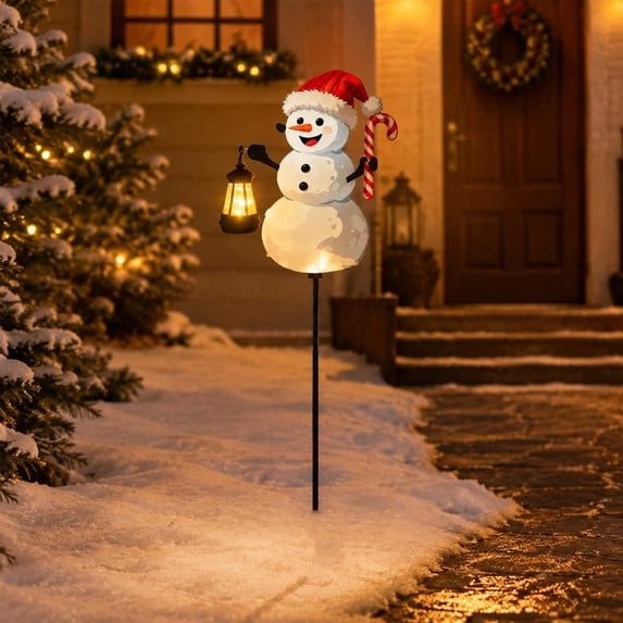 Ltvvegg 31in Solar Snowman Light Decorations, Solar Christmas Lights Outdoor with Stake, Outdoor Waterproof Solar Powered Garden Snowman Lights, Christmas Yard Decor