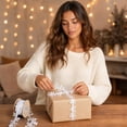 thumbnail image 1 of Ltvvegg 32.81ft Christmas Ribbon, 2.5in Ribbons Leaf Lace Shape Ribbons for Gift Wrapping Autumn Party Christmas Gifts Tree Decorations, White, 1 of 7