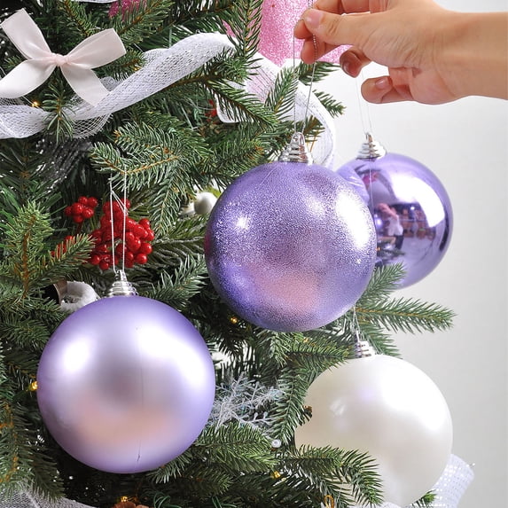 Ltvvegg 4.7" Christmas Balls Ornaments, Christmas Tree Decorations Ornaments Shatterproof Hanging Balls for Christmas Holiday Wedding Tree Decorations Set of 4, Purple