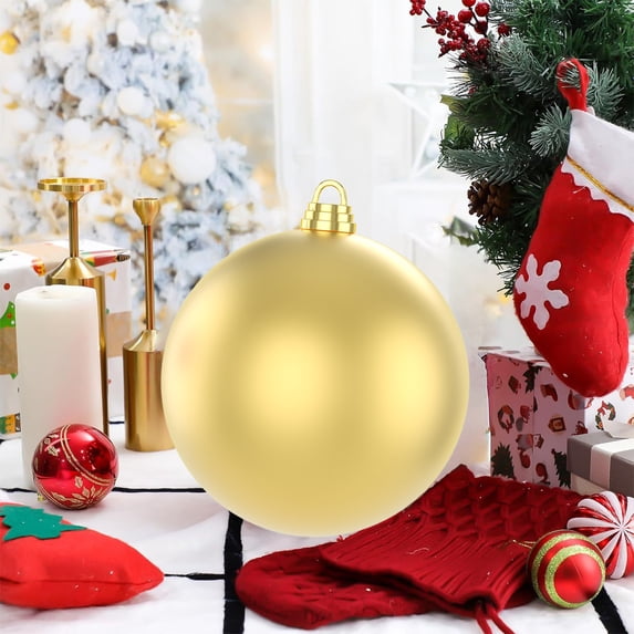 Ltvvegg 6 Inch Large Christmas Ball Ornaments Giant Jumbo Shiny Christmas Ornaments Extra Large Balls with String for Lawn Yard Decorations, Gold