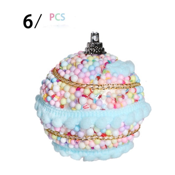 Ltvvegg 6 Pcs Christmas Tree Balls, 1.97 Inch Christmas Ball Ornaments Snowy Candy Macaron Hanging Ornaments for Christmas Xmas Holiday Wedding Party Decorations