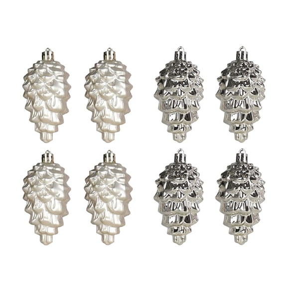 Ltvvegg 8Pcs Pinecone Shape Christmas Balls for Xmas Tree, 3in Sparkling Pine Cone, Christmas Decor Pendant Christmas Ball Ornament Artificial Autumn Decorations, Silver