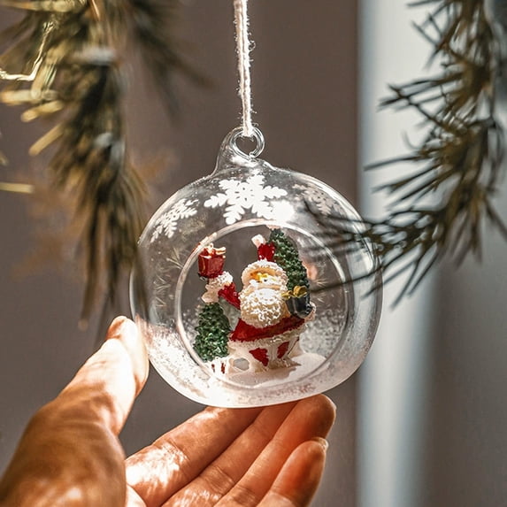 Ltvvegg Clear Christmas Balls Ornaments for Xmas Tree, 3.15" Santa Claus Hanging Ornaments Ball Shatterproof Plastic Christmas Ornaments with Stuffed Delicate for Gift Christmas Tree Decorations