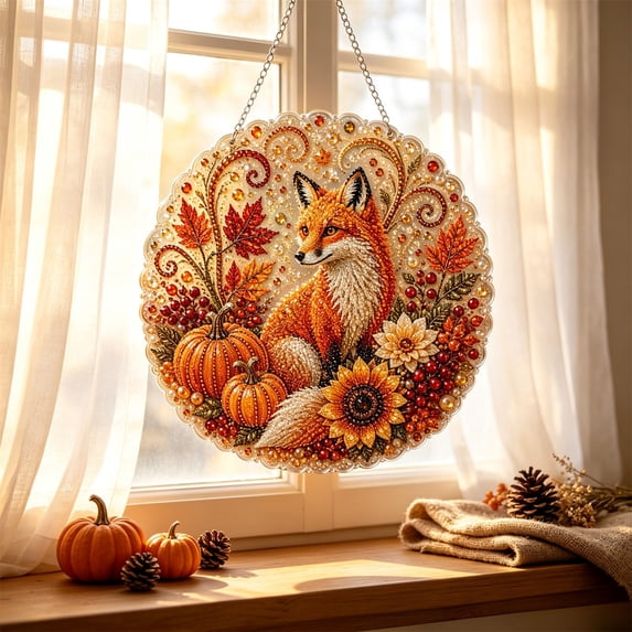 Ltvvegg Fall Diamond Art Kits for Adults, DIY Pumpkin Pearl Round Art Painting Halloween Thanksgiving Fall Decorations for Home Wall Decor, 10x10in