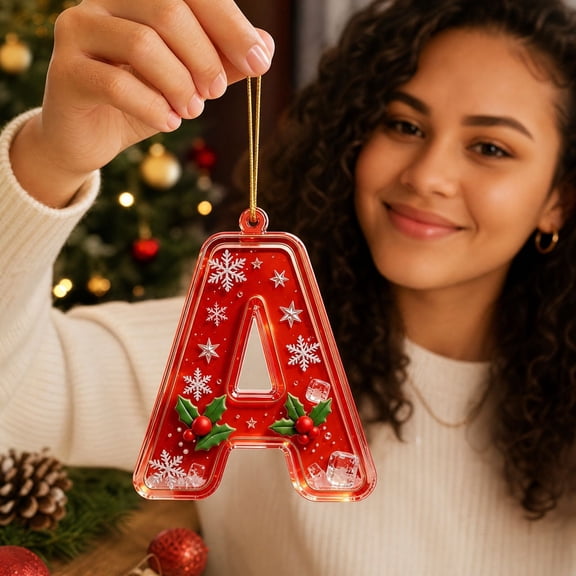Ltvvegg Initial Ornaments for Christmas Tree Decorations, Hanging Pendant Xmas Alphabet for Christmas Letter Ornaments 3294, DIY Craft Ornaments, Christmas Gifts for Family Friends,