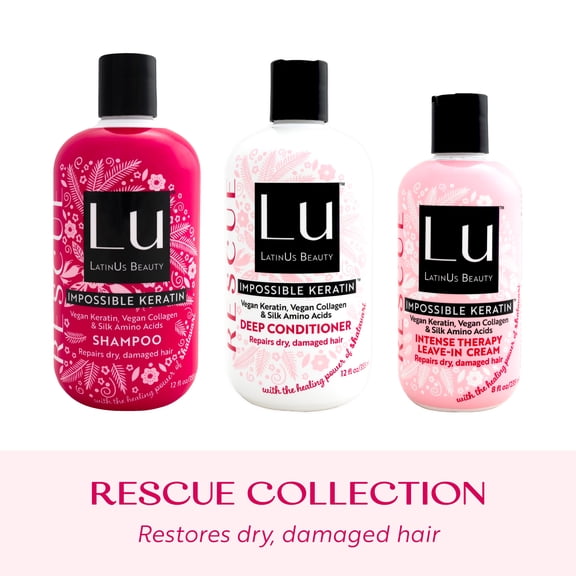 Lu by LatinUs Beauty RESCUE 3-Piece Repair & Restore Set: Shampoo, Conditioner, Cream (32 oz)