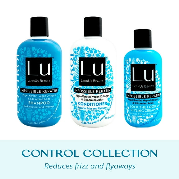 Lu by LatinUs Beauty CONTROL 3-Piece Anti-Frizz Hair Set Shampoo, Conditioner, Styling Cream (32 oz)
