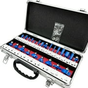 Lu&Mn Professional Carbide Multi-Purpose Tipped Router Drill Bit Set Blue, 24 Pieces