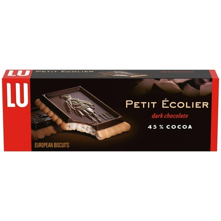 Lu Petit Ecolier European Dark Chocolate Biscuit Cookies, 45% Cocoa, 5.3 oz